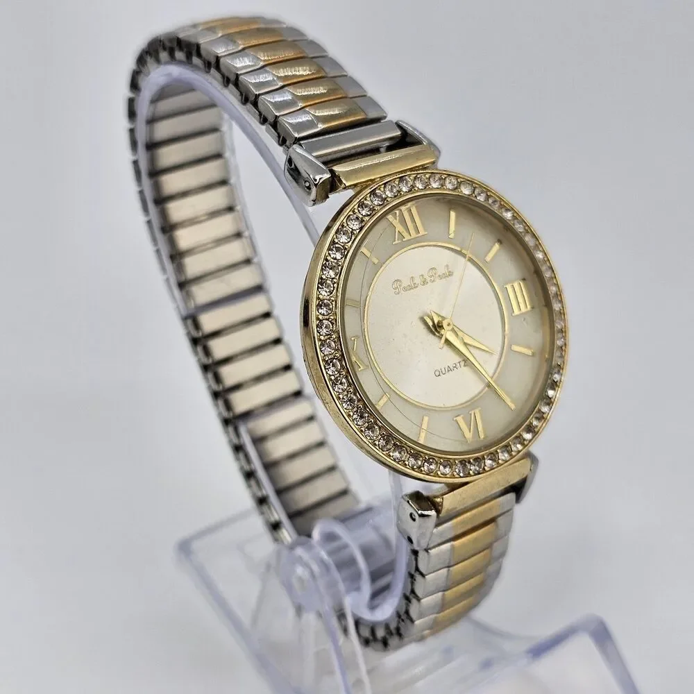 36MM Women's Watch Gold Dial‎ Two Tone Expandable Band 7